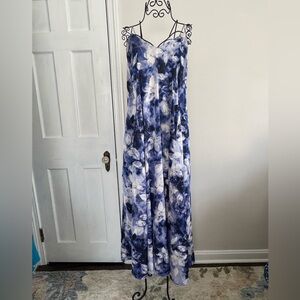 Chetta B Blue and White Floral Maxi Dress